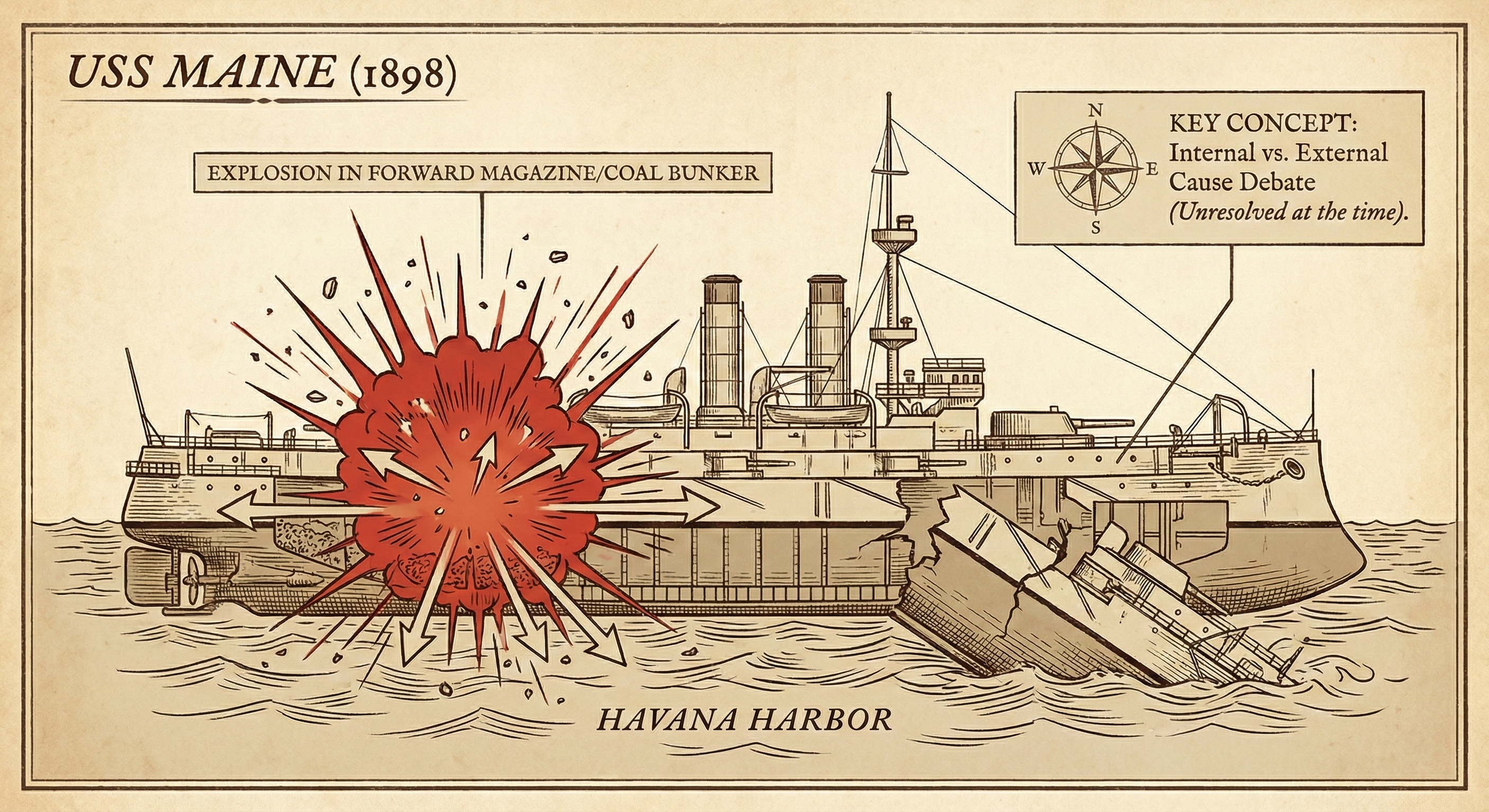 On This Day: 1898 - The battleship USS Maine explodes and sinks in Havana harbor in Cuba, killing about 274 of the image 2