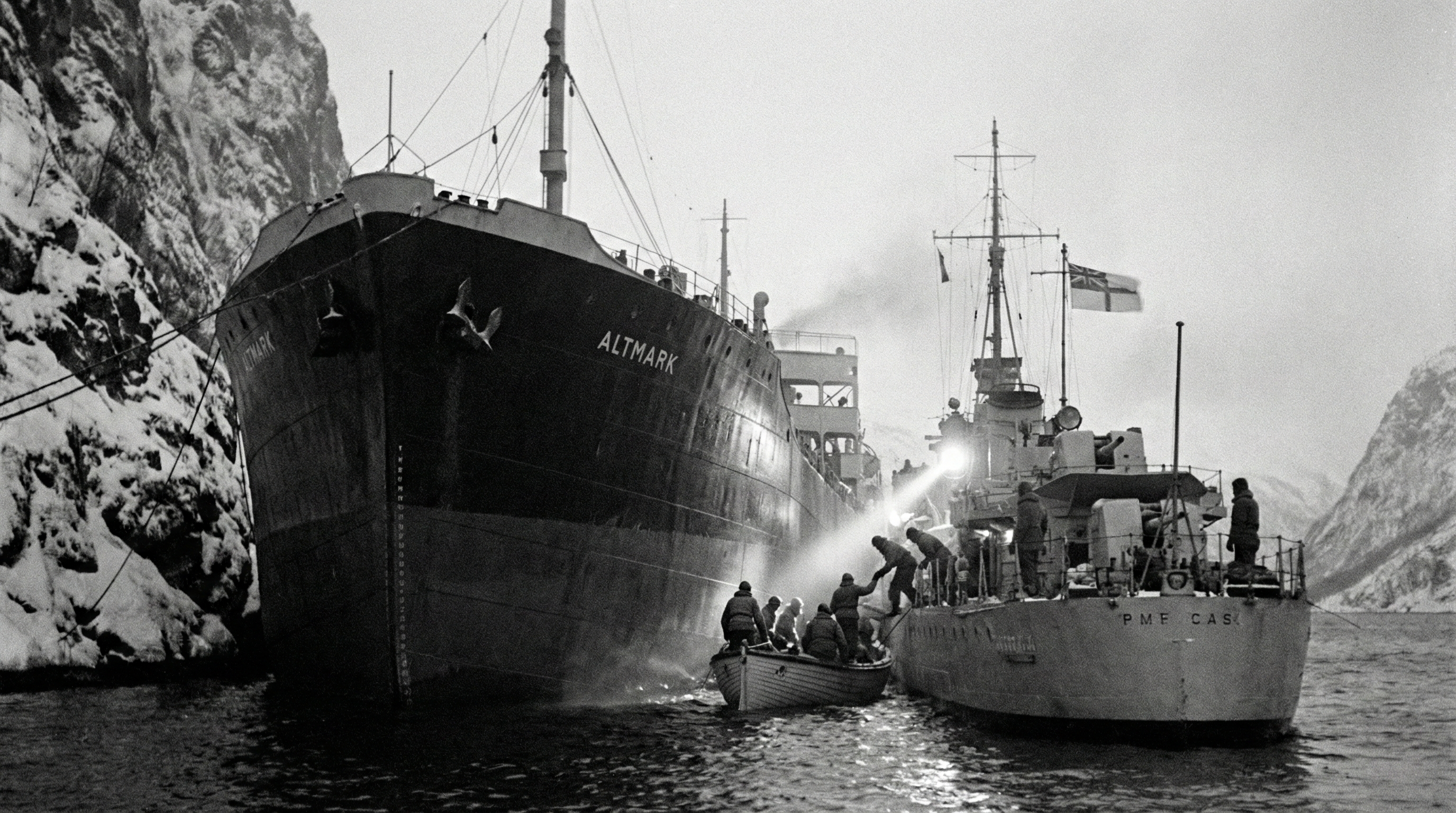 On This Day: 1940 - Altmark incident: The German tanker Altmark is boarded by sailors from the British destroyer HM