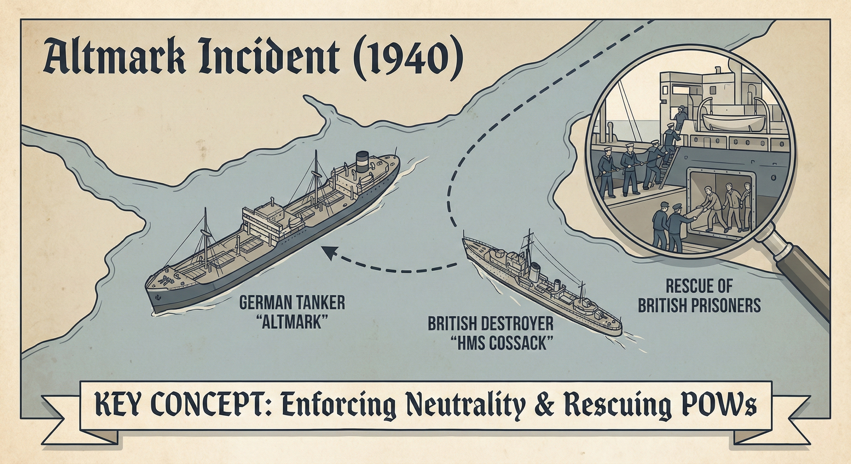 On This Day: 1940 - Altmark incident: The German tanker Altmark is boarded by sailors from the British destroyer HM image 2