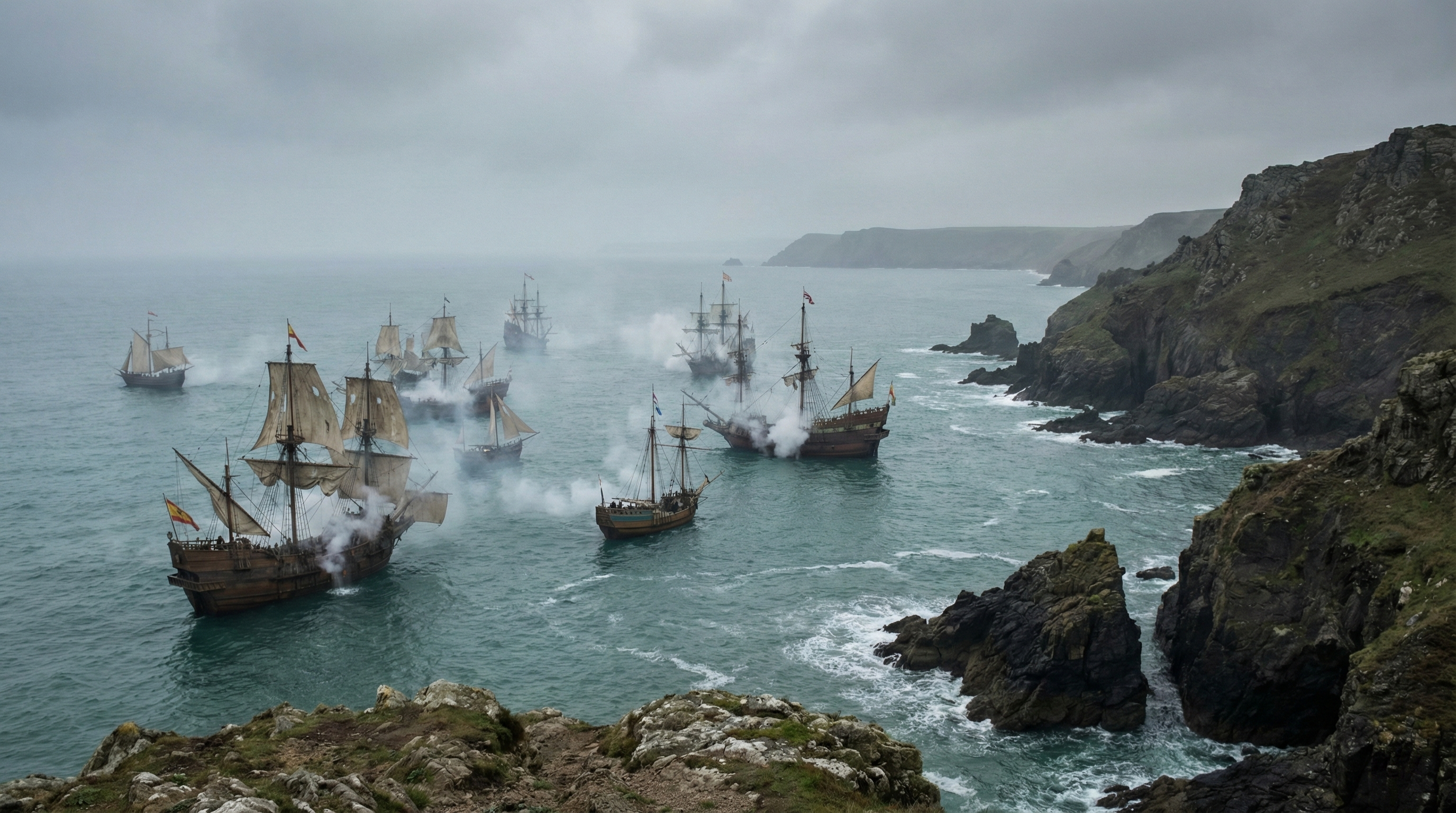 On This Day: 1637 - Off the coast of Cornwall, England, a Spanish fleet intercepts an important Anglo-Dutch merchan