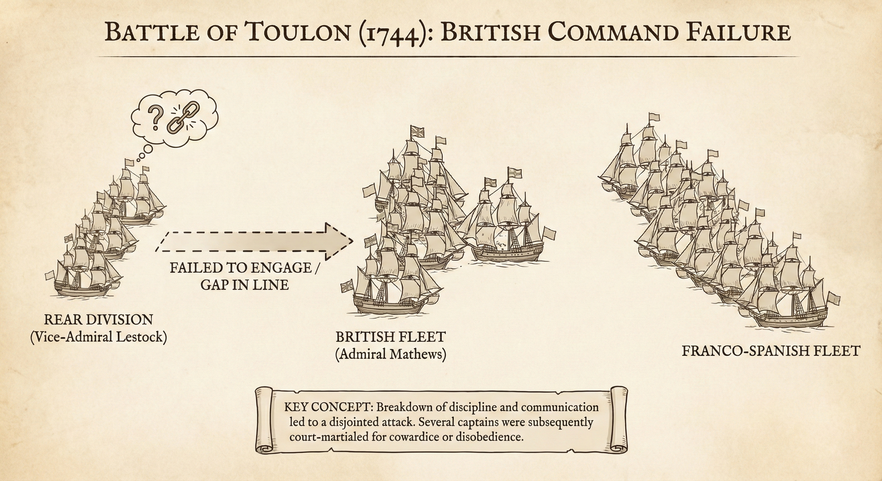 On This Day: 1744 - War of the Austrian Succession: The Battle of Toulon causes several Royal Navy captains to be c image 2