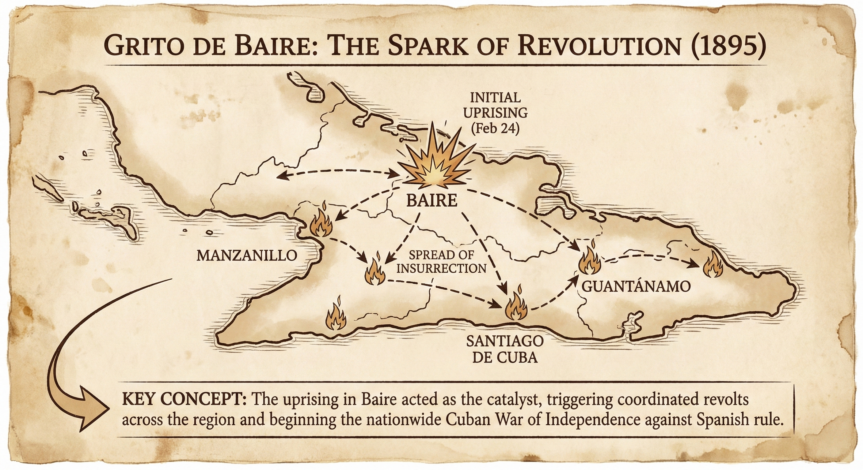 On This Day: 1895 - Revolution breaks out in Baire, a town near Santiago de Cuba, beginning the Cuban War of Indepe image 2