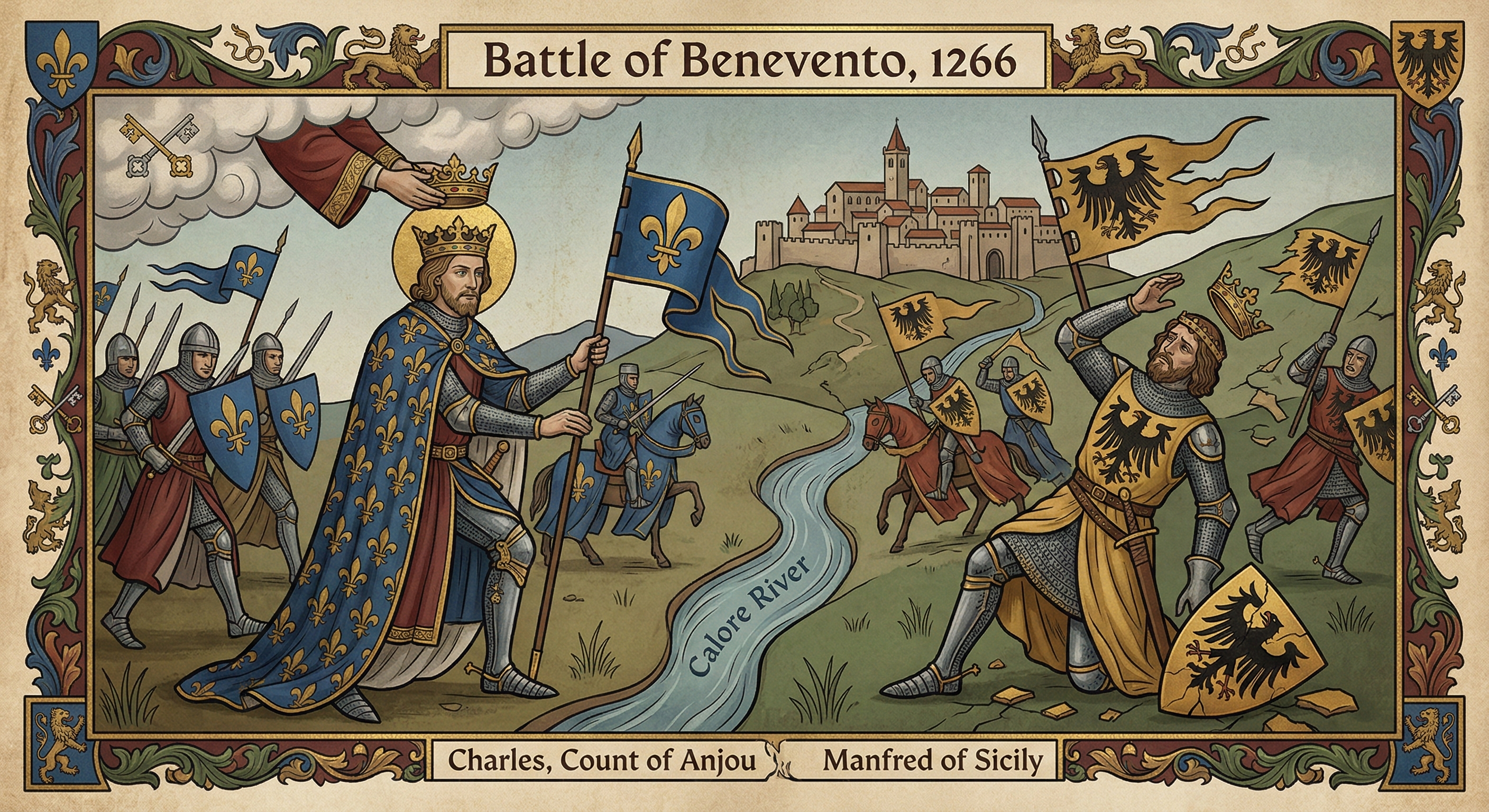 On This Day: 1266 - Battle of Benevento: An army led by Charles, Count of Anjou, defeats a combined German and Sici image 3