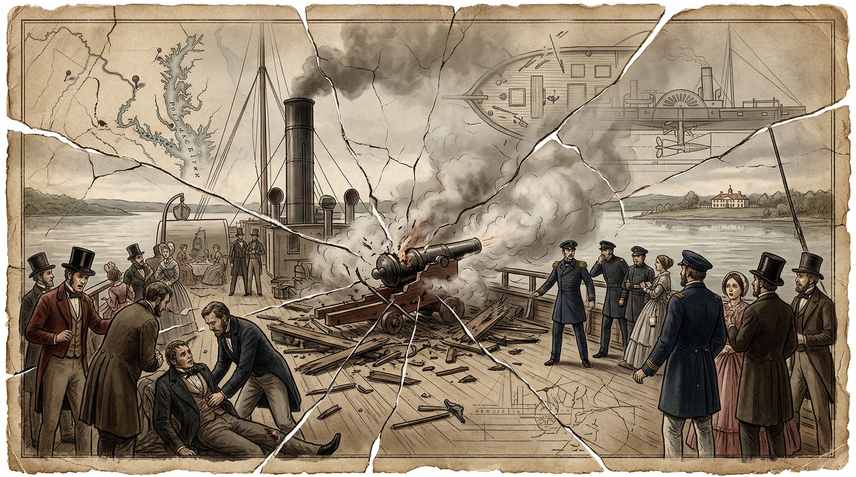 On This Day: 1844 - A gun explodes on board the steam warship USS Princeton during a pleasure cruise down the Potom image 3